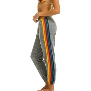Aviator Nation 5 Stripe Heather Gray Sweatpants Size L